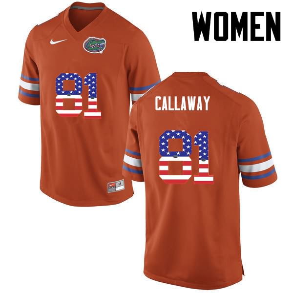 NCAA Florida Gators Antonio Callaway Women's #81 USA Flag Fashion Nike Orange Stitched Authentic College Football Jersey DLY1664YQ